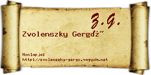 Zvolenszky Gergő névjegykártya